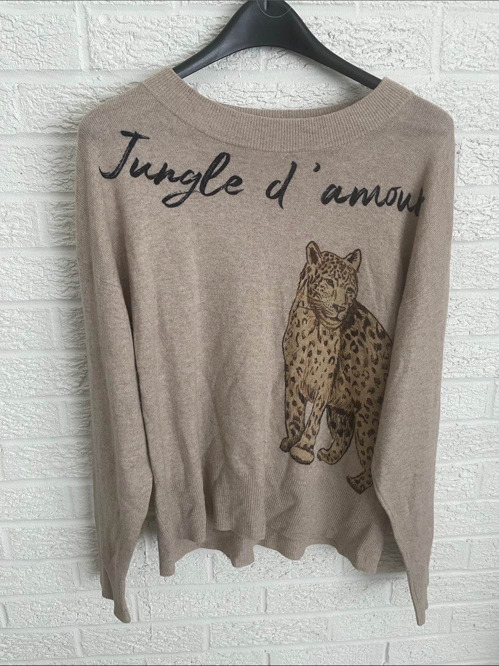 Las Sureñas "Jungle D'Amour" Wool/Cashmere Cheetah Crewneck Pullover Sweater - Picture 2 of 6